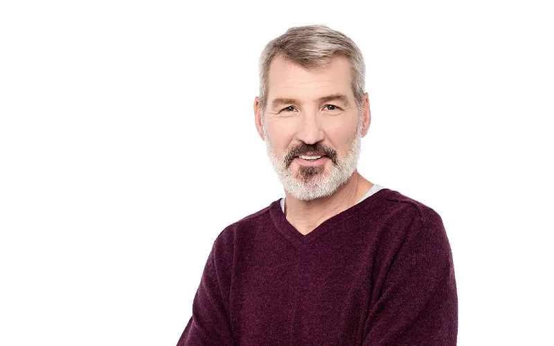 Smiling man in a red sweater
