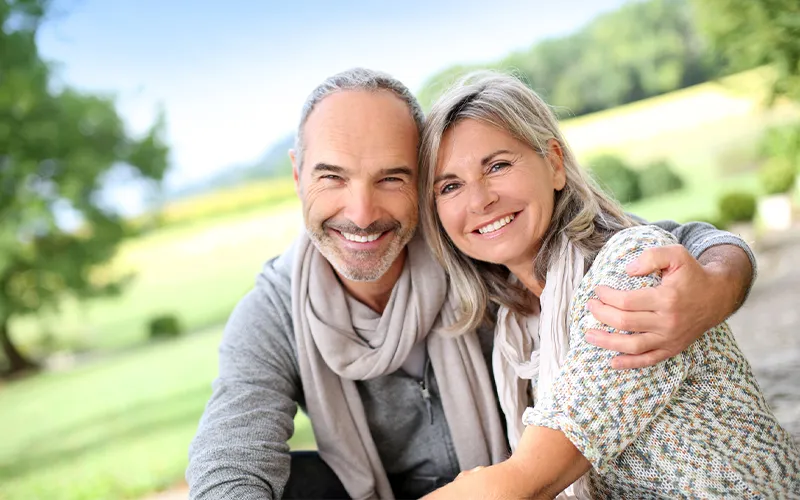 smiling couple in nature